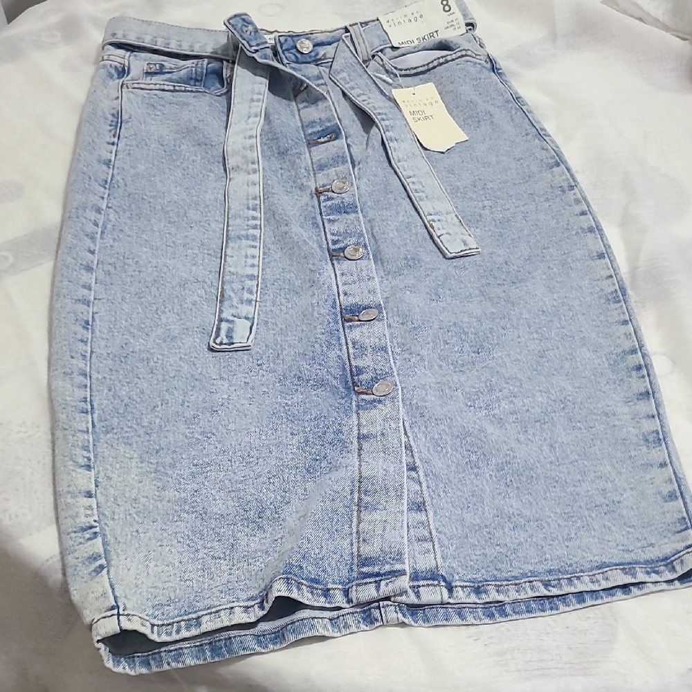 DENIM VINTAGE MIDI SKIRT SIZE 8